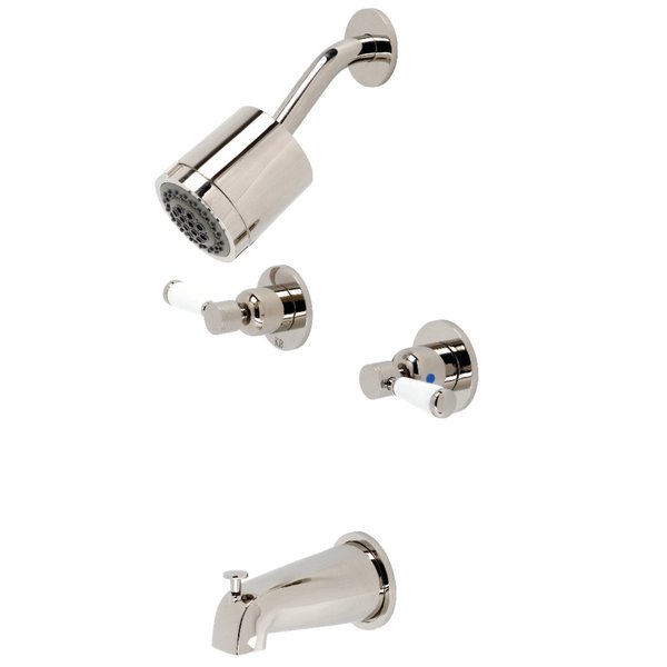 Kingston Brass Tub and Shower Faucet, Polished Nickel, Wall Mount KBX8146DPL